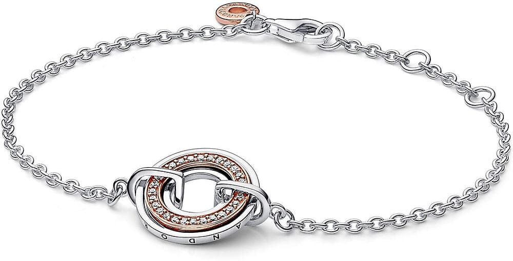 Bracelet Pandora Chaîne Pavé Et Signature Bimatière Pandora Signature Femme