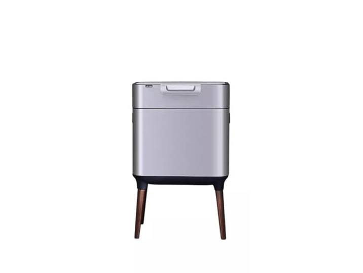 YUHANXINHESHE Edelstahl Hohe Füße Küche Klassifizierten Mülleimer Haushalt Presse Typ Wohnzimmer Büro mit Deckel Licht Luxus Große Kapazität Mülleimer(Silver,20L)
