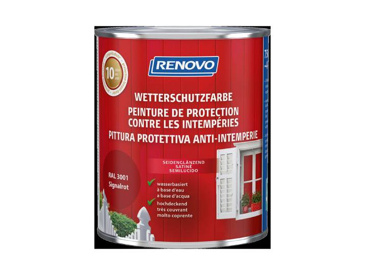 Renovo Wetterschutzfarbe Signalrot 0.75 l Seidenglanz