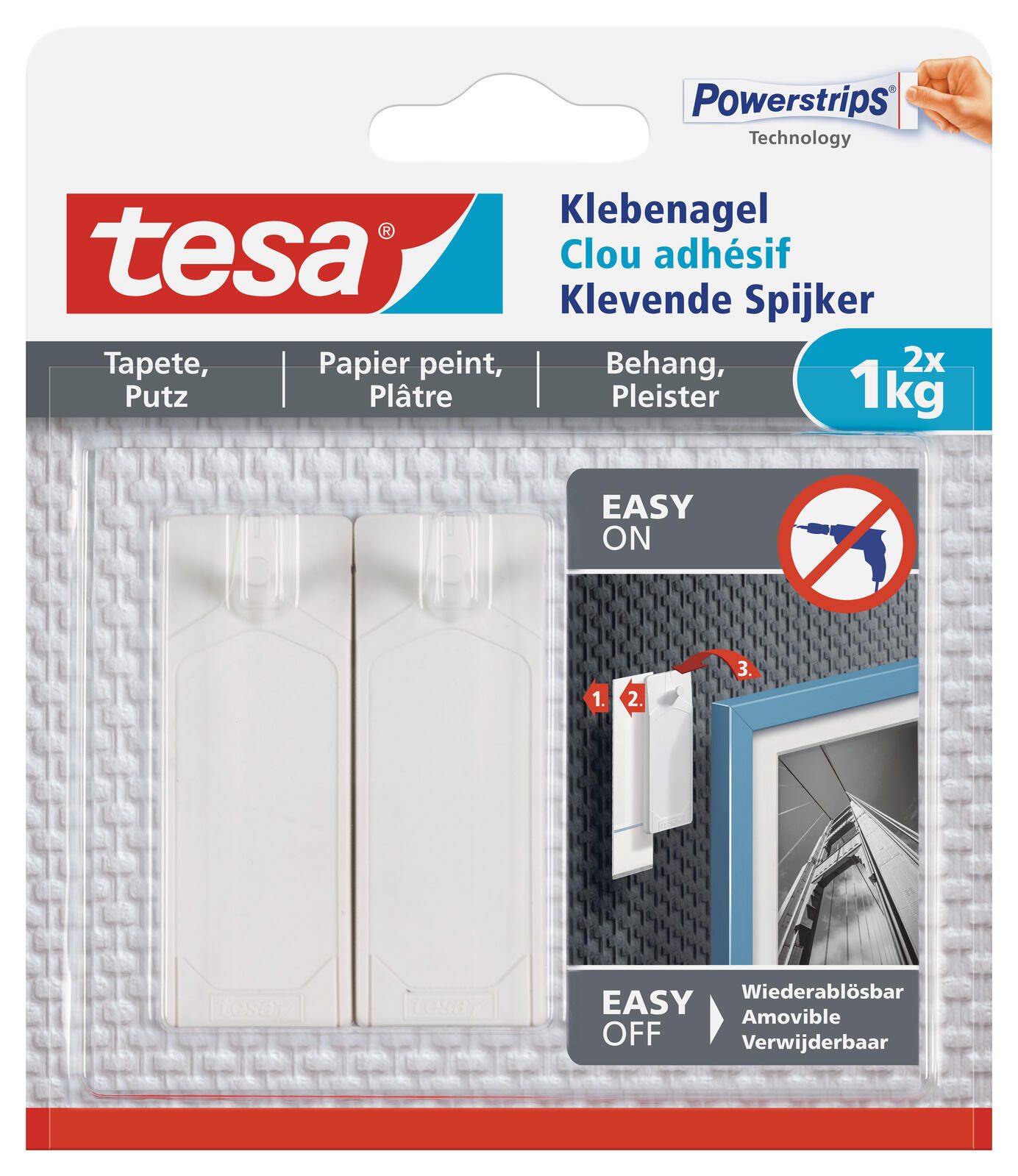 tesa Klebenägel 2.4 cm x 4.5 cm weiß 77773-00000-02