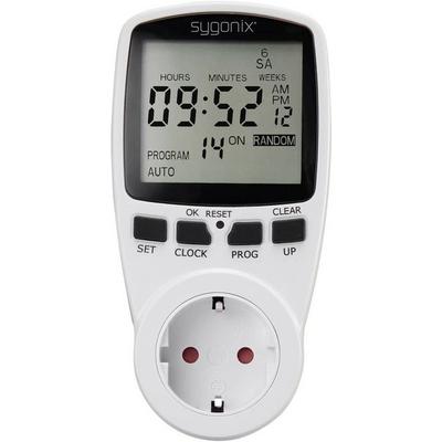 Sygonix 1625525 Steckdosen-Zeitschaltuhr digital Wochenprogramm 3680 W Timer-Funktion, START/STOPP-Funktion, Zufallsfunktion