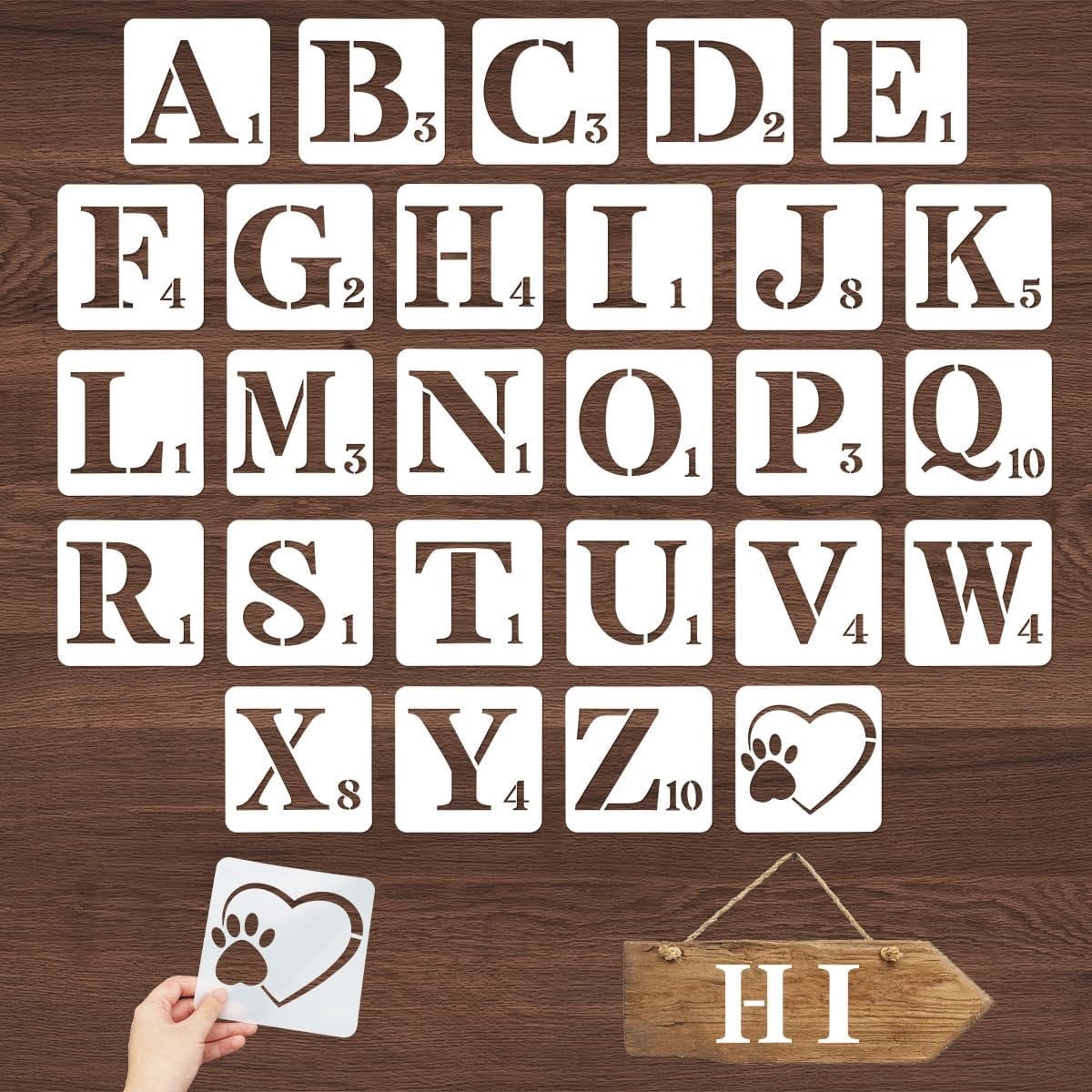Set van 27 herbruikbare lettersjablonen voor creatieve projecten