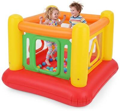 Costway Blow Up Jumping House for Kids with Transparent Side Walls-Red