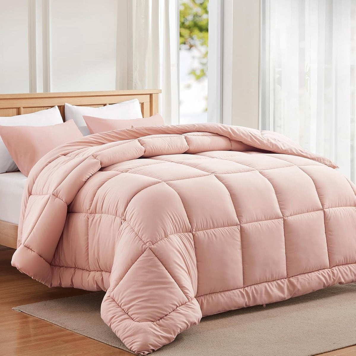 Luxe Pluche Dekbedovertrek Set Kingsize Lichtroze 3-Delig