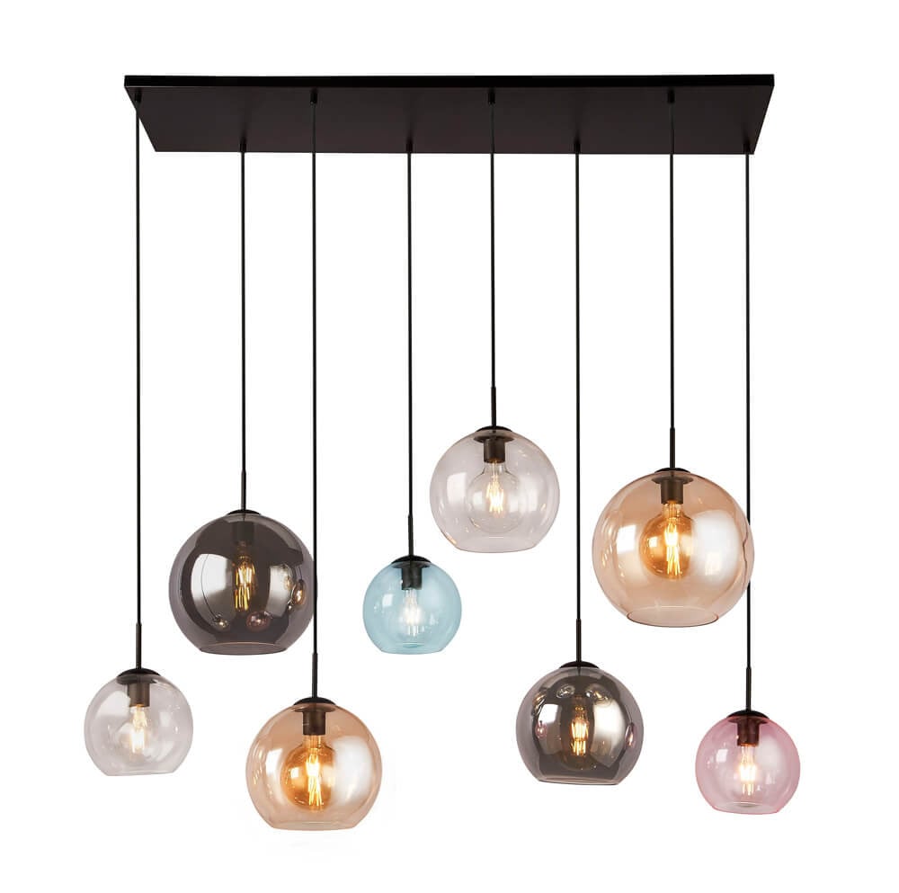 Hanglamp Mardi Gras II Curiosa Searchlight - Zwart en Multicolour - Modern Glas en Metaal