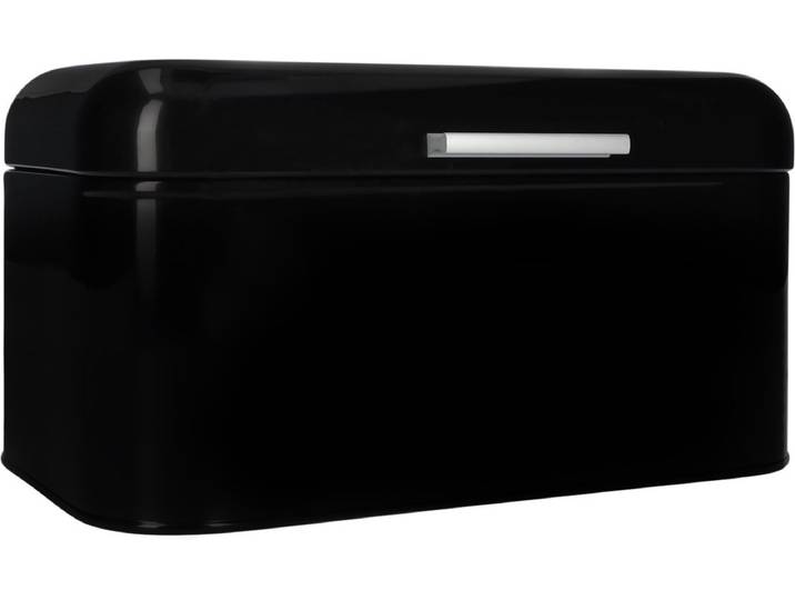 QUVIO Broodtrommel - Brooddoos - Brood bewaren - Vershouddoos voor brood - Brooddoos - Klepdeksel - Scharnierdeksel - Zwart - Ijzer - Geschikt voor een half brood - 20 x 30 x 16 cm