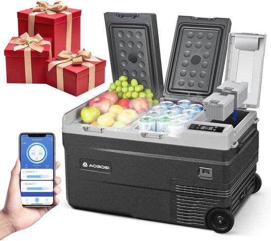 Kühlbox 34 Liter 2-in-1 mit doppeltem Bereich bis -20 °C tragbar 12 V 230 V mit digitaler Temperaturregelung App-Bedienung Anti-Shake für Camping und Outdoor