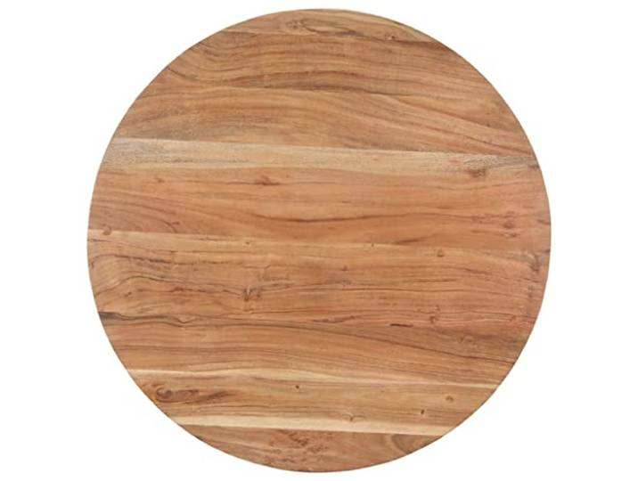 KGHERMDF Esstisch 80 cm Massivholz Akazie Industrieller Look, Schwarze Eisenbeine, Robust, Stabil, Handgefertigt