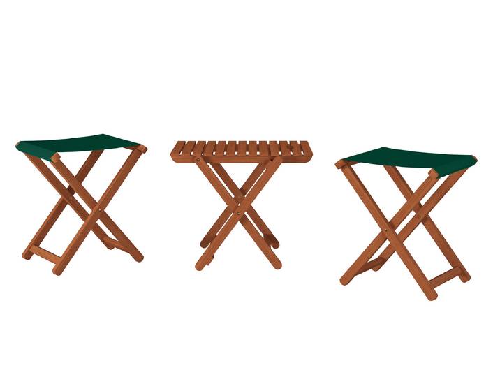 Gartenhocker Klappbar X-Stuhl Dunkel mit Grün