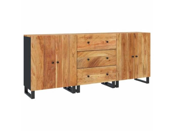 Kaorsrow 3er Set Sideboard Akazie Massivholz Kommode 60x33x75 cm 3 geräumige Anrichten aus echtem Akazienholz und MDF bringen Ordnung ins Wohnzimmer oder Flur.