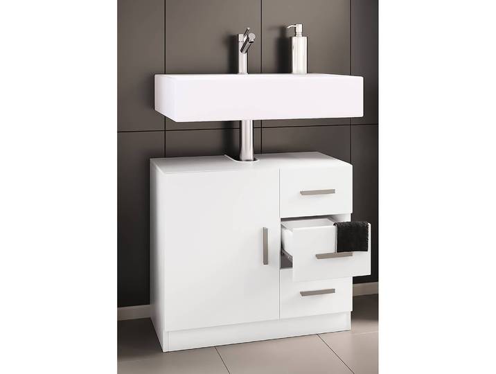 Meuble sous lavabo Zalo III 63 x 56 x 30cm Blanc/Blanc