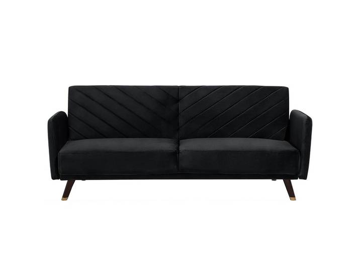 3-SITZER-SCHLAFSOFA Samtstoff Schwarz Senja