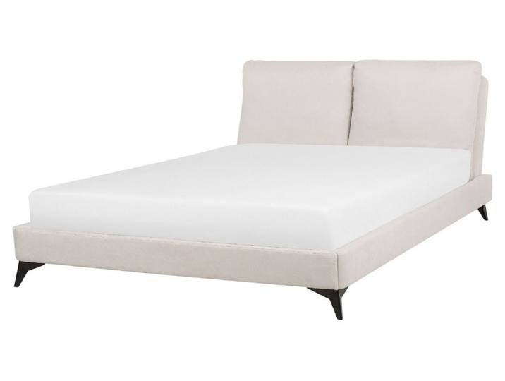 Lit double en tissu beige 160x200