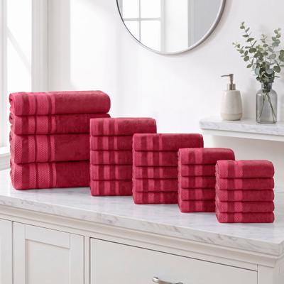 Superior Hays 24-Piece Mega Cotton Bath Towel Set with Bath Sheets - Solid Quick Dry