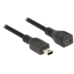 DELOCK 82667 - USB 2.0 Kabel, Mini B Stecker auf Mini B Buchse, 1 m