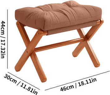 Inspire Picks Folding Bamboo Leg Upholstered Foot Stool Soft Pad Ottoman For Living Room Desk Vanity Brown zong