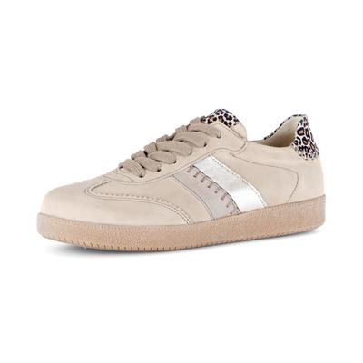 Sneaker GABOR, Damen, Gr. 37, Leder Textil, beige, leo, Glattleder, Ziegenveloursleder, Schuhe Sneaker, Freizeitschuh, Halbschuh, Schnürschuh mit bunten Kontrastbesätzen