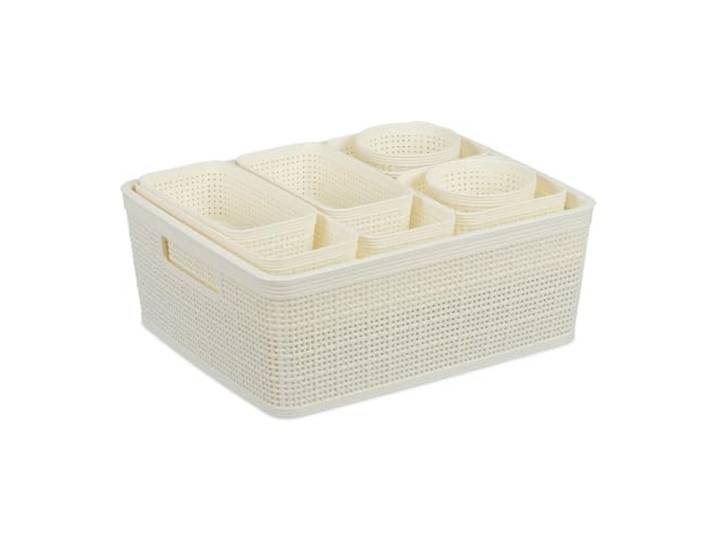 Relaxdays Organiseur de tiroirs 10 pièces\, insert\, boîtes de rangement\, tailles variées\, boîte plastique\, blanc