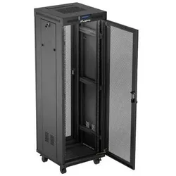 Lanberg 19 freistehender Rackschrank 37U 600X600 schwarz perforierte Tür LCD (flach verpackt) (37 HE, 19 Zoll Rack), Serverschrank, Schwarz