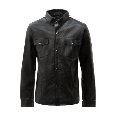 Langarmhemd RICANO "Lederhemd Lederhemd Langarm", Herren, Gr. S, N-Gr, schwarz, Obermaterial: 100% Lammnappaleder LANA., schmal, Rundhals, Hemden, Handgefertigt aus echtem Leder