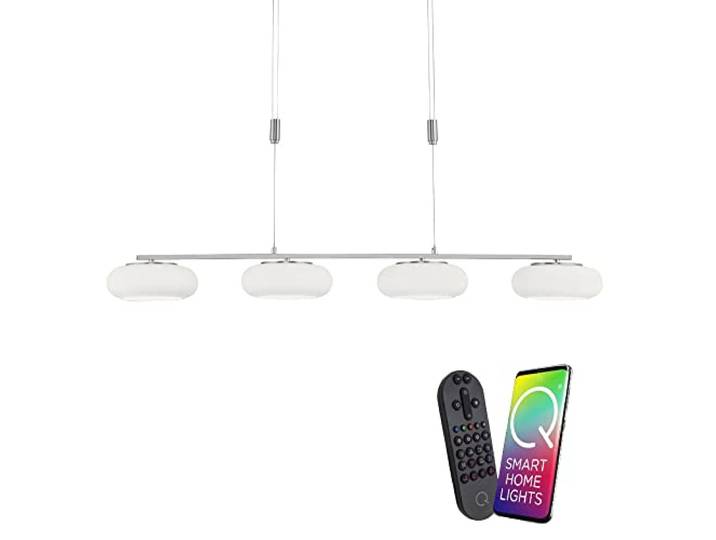 Paul Neuhaus Pendelleuchte Glas Smarthome, CCT höhenverstellbar 4-flammig