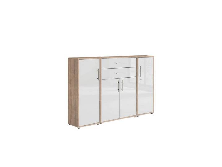 Aktenschrank Office Edition Sw Set 16 Sonoma Eiche/Weiß