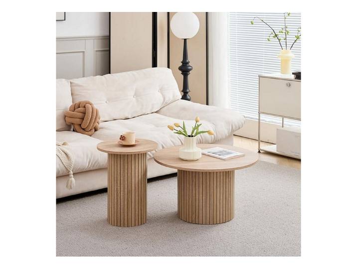 LuxusKollektion Couchtisch Runder Couchtisch 2er Set Holz (2-St)