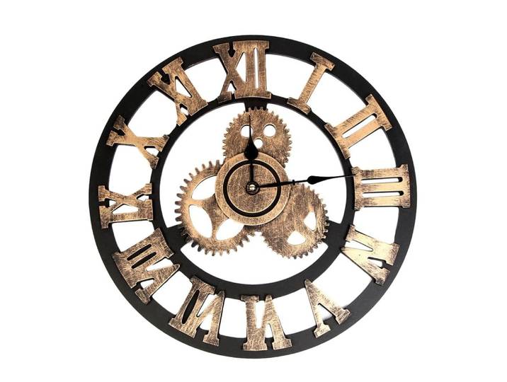 QUVIO Wandklok industrieel - Hout - Diameter 45 cm