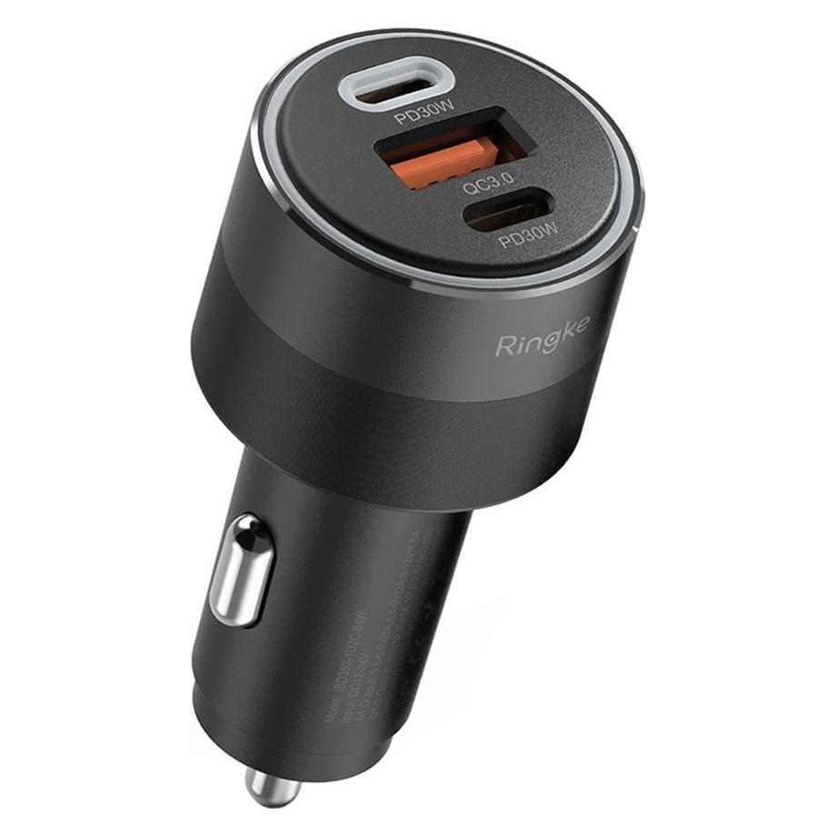 Ringke - Car Charger - USB, 2x Type-C, PD30W, QC3.0, with Ambiental Light - Black (41233394)