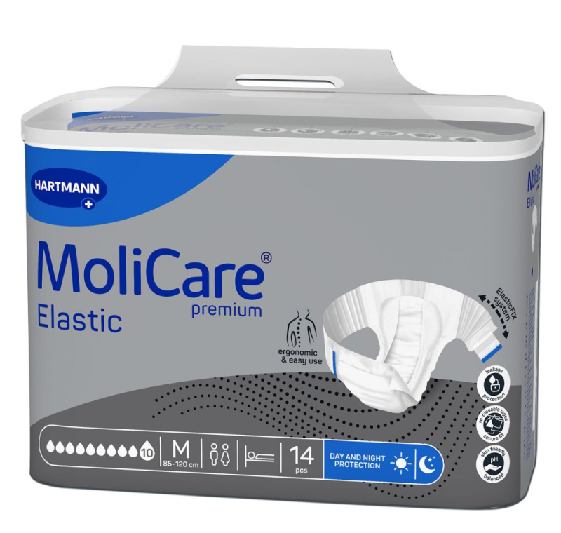 Hartmann Molicare Premium Slip Elastic 10 gouttes Medium - 4 paquets de 14 protections