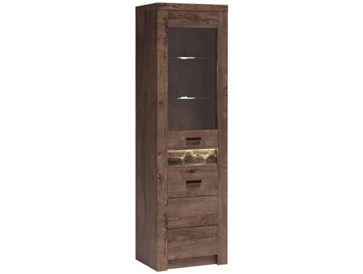 Lomadox Vitrinenschrank Vitrine Highboard Kommode Aufbewahrungsschrank Wohnzimmer Schrank modern in braun mit LED Beleuchtung