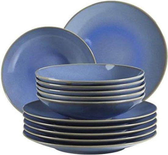 Famanu 12-delig lichtblauw servies voor het diner