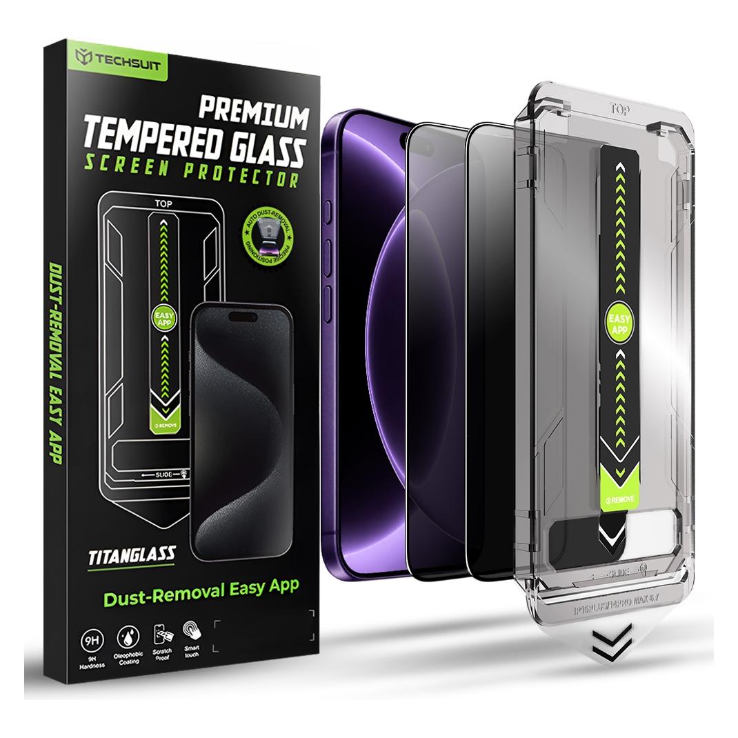 Techsuit - TitanGlass FullCover (2 pack) - iPhone 18 Pro - Privacy (2 Stk., Apple iPhone 18 Pro) (72257268)