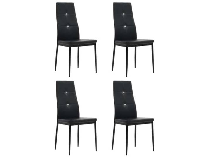 LMTYOENFG 4er Set Esszimmerstühle Schwarz Kunstleder Polsterstuhl Eleganter Küchenstuhl mit ergonomischer Rückenlehne und Kristallknöpfen für Esszimmer, Wohnzimmer und Besprechungsraum.