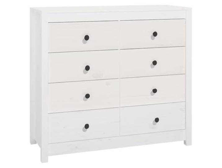 Fisinber Beistellschrank Weiß 100x40x90 cm Massivholz Kiefer Sideboard Praktischer Kommodenschrank mit Schubladen für Wohnzimmer und Flur. Sichere Wandbefestigung schützt vor Umkippen.