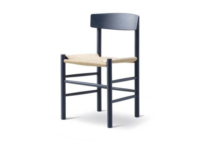 Fredericia Furniture J39 Stuhl Indigo blue-geflecht natur