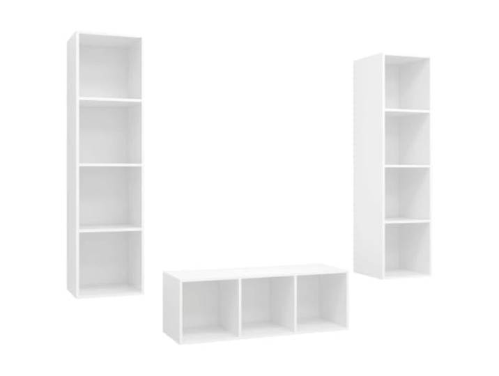 LMTYOENFG 3-TLG. TV-Schrank-Set Hängend Weiß Wandboard Holzwerkstoff Dreiteilige Wandmontage-Fernsehmöbel aus Holzwerkstoff in Weiß für platzsparende Ordnung im Wohnzimmer.