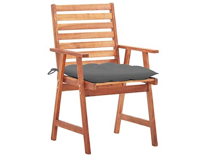 KKgypkn Akazienholz Essstühle 2er Set mit Kissen Massivholz, ölbeschichtet, Latten-Design, wasserdichte Polyester-Kissen, 110 kg Belastbarkeit