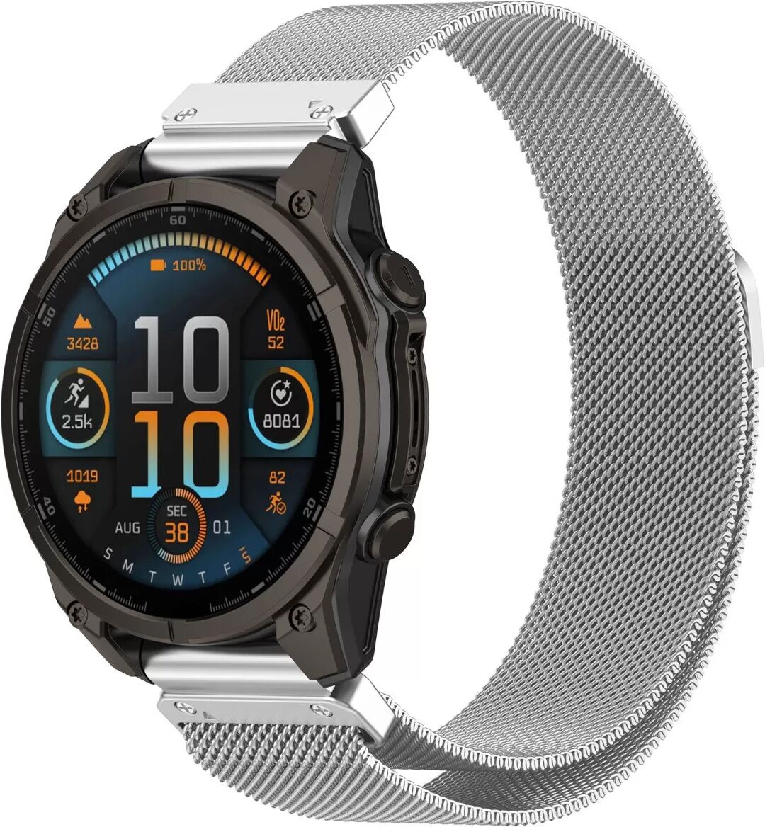 INF Milanese Schnellwechsel-Uhrenarmband 26mm, Edelstahl Silber, kompatibel mit Garmin, Einfache Montage