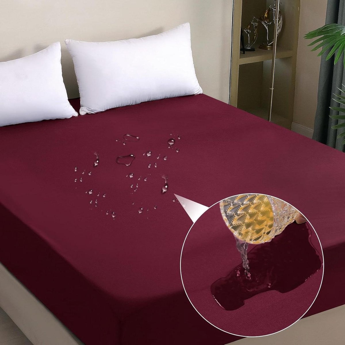 Waterdichte matrasbeschermer Bordeaux 180x200 cm met TPU-laag