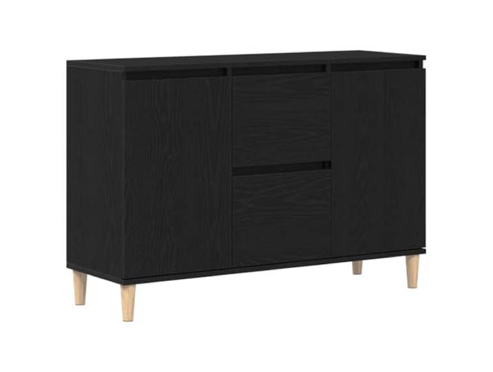 GHVBNMF Sideboard Schwarz 102x35x70 cm Holzwerkstoff Kommode Flur Elegante Anrichte mit leichtgängigen Schubladen und Türen für Ordnung im Schlafzimmer, Esszimmer oder Flur.