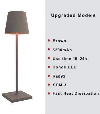 Uplifted Finds Cordless LED Dimmable Table Lamp Metallic Black Night Light For Indoor Outdoor Restaurant brown