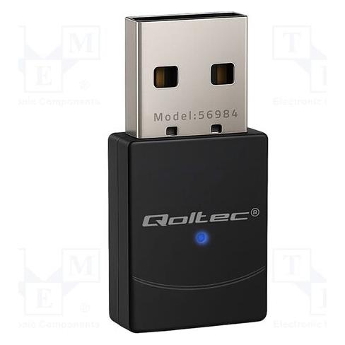 Qoltec Bezprzewodowy Ultra szybki mini adapter WiFi 6 Standard AX Bluetooth 5.4 USB 900Mbps (USB, USB 2.0) (56984)