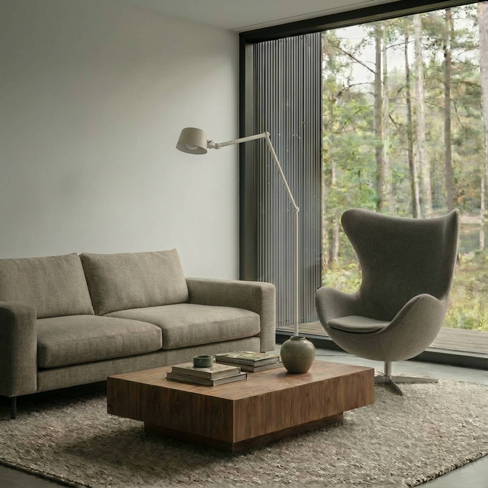 Stehlampe Silka Lucande, creme / amber, für Arbeitszimmer / Büro, Metall, Modern, Stehlampe