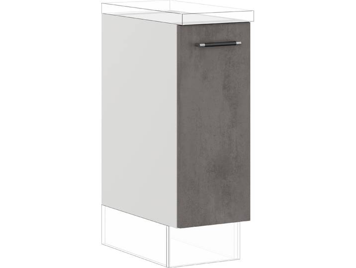 Auszugsunterschrank IMPULS KÜCHEN Prag , Breite/Höhe: 30/72,3 cm, mit Soft-Close , grau (beton, optik schiefer dunkelgrau), B:30cm H:72,3cm T:57,6cm, Dekorfolie, Holzwerkstoff, Schränke, Auszugsunterschrank, vormontiert, mit Tasche für Baguettes, mit Korbeinsatz