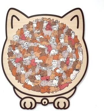 Inspire Essentials Cat Shaped Wooden Jigsaw Puzzle For Adults And Kids Unique Brain Game b