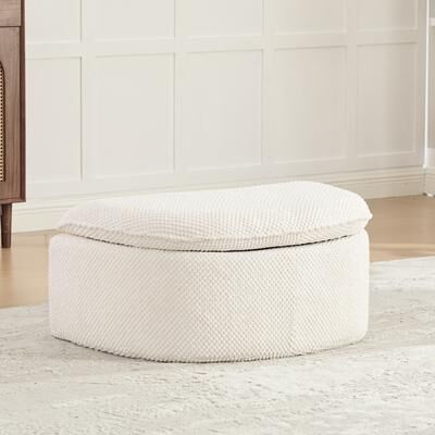 unbranded "34.5"" W Upholstered Pouf Boneless Footstool Ottoman,No assembly required (No Storage Space)"