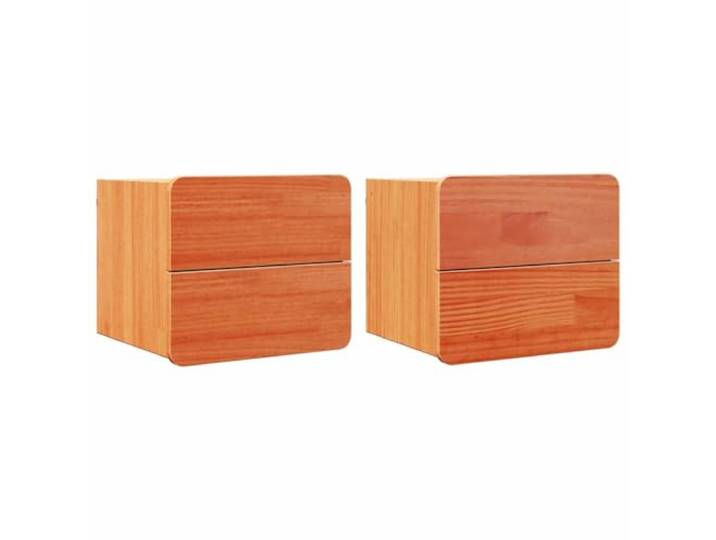KUTYWEXFM Wandnachttisch 2er Set Braun 39x33x33 cm Kiefer Massivholz Kompakte Wandkonsolen aus massivem Kiefernholz im 2er Set bringen Stil und Ordnung ins moderne Schlafzimmer.