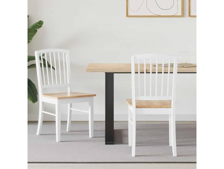 KTHLBRH Esszimmerstühle 2er Set Massives Gummiholz Weiß Küchenstühle Modern Massives Gummiholz, weiße Oberfläche, 2 Stück, quadratische Beine, pflegeleicht, vielseitig