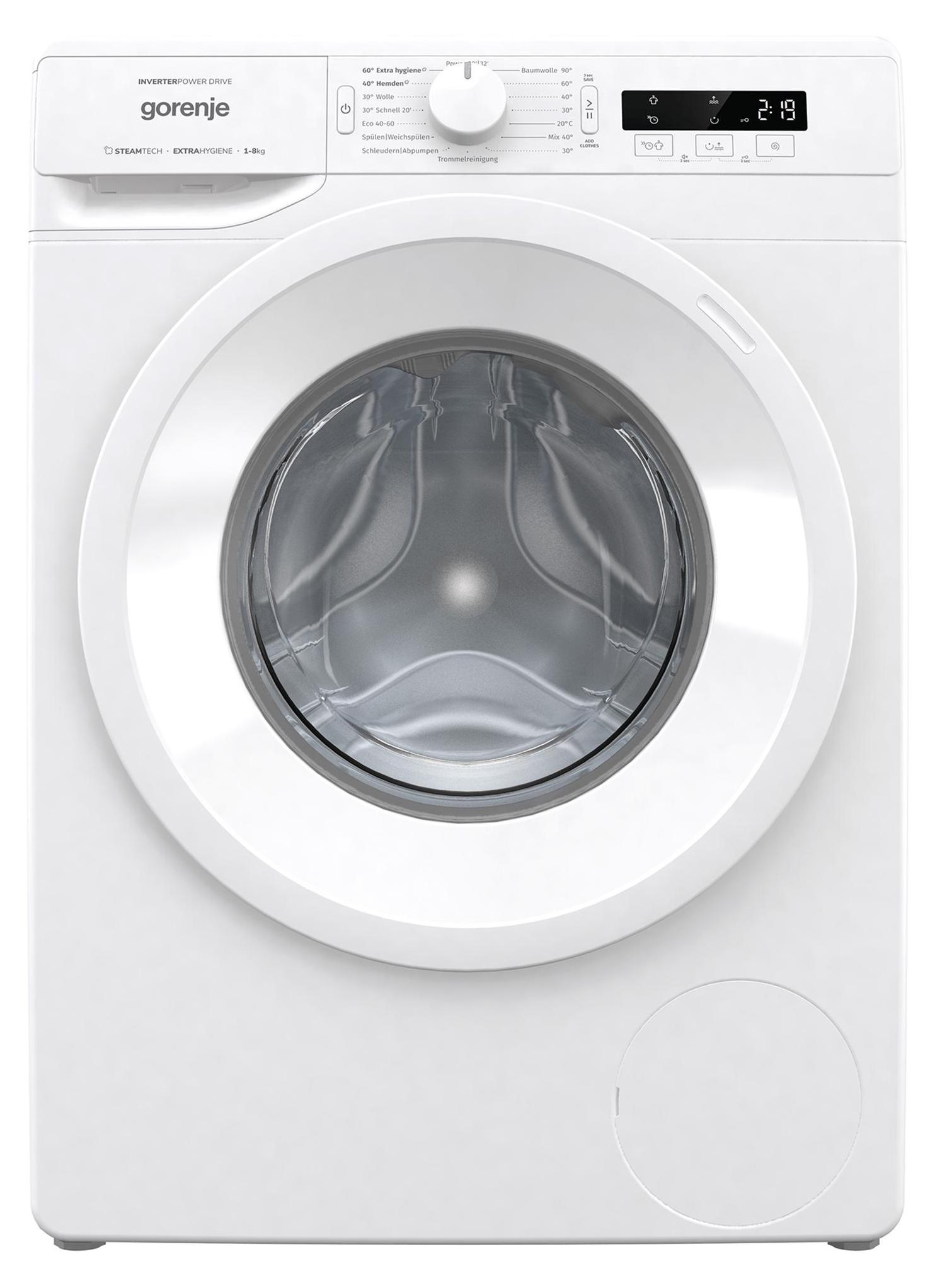 Gorenje WNPI84APS Waschmaschine - Frontlader - 8kg - 1400 u/min - WaveActive Trommel - 16 Programme - Knitterschutz - SteamTech - Kindersicherung